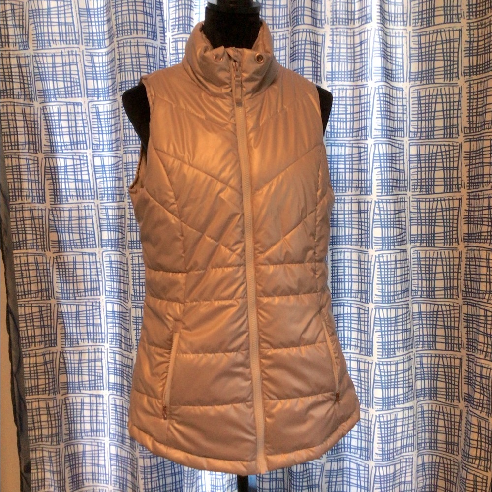 Soft Pink and Metallic Puffer Vest, Size Medium